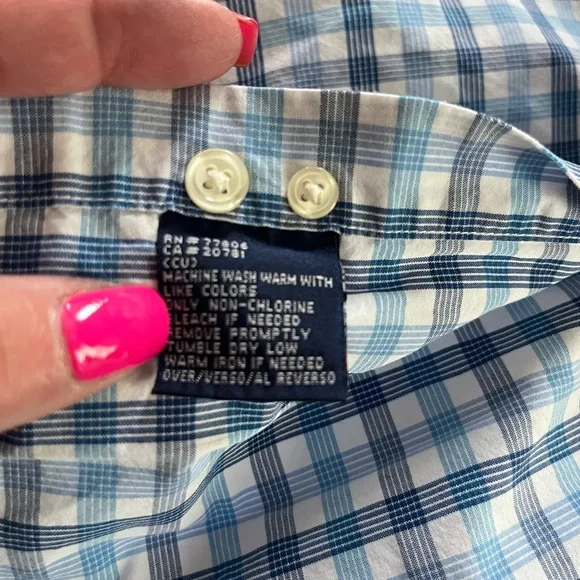 Tommy Hilfiger Men's Blue & White Button Down Checkered Shirt Size XL - Picture 2 of 14